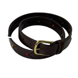 Women’s Unbranded Brown Leather Belt with Multi coloured Beads size L
